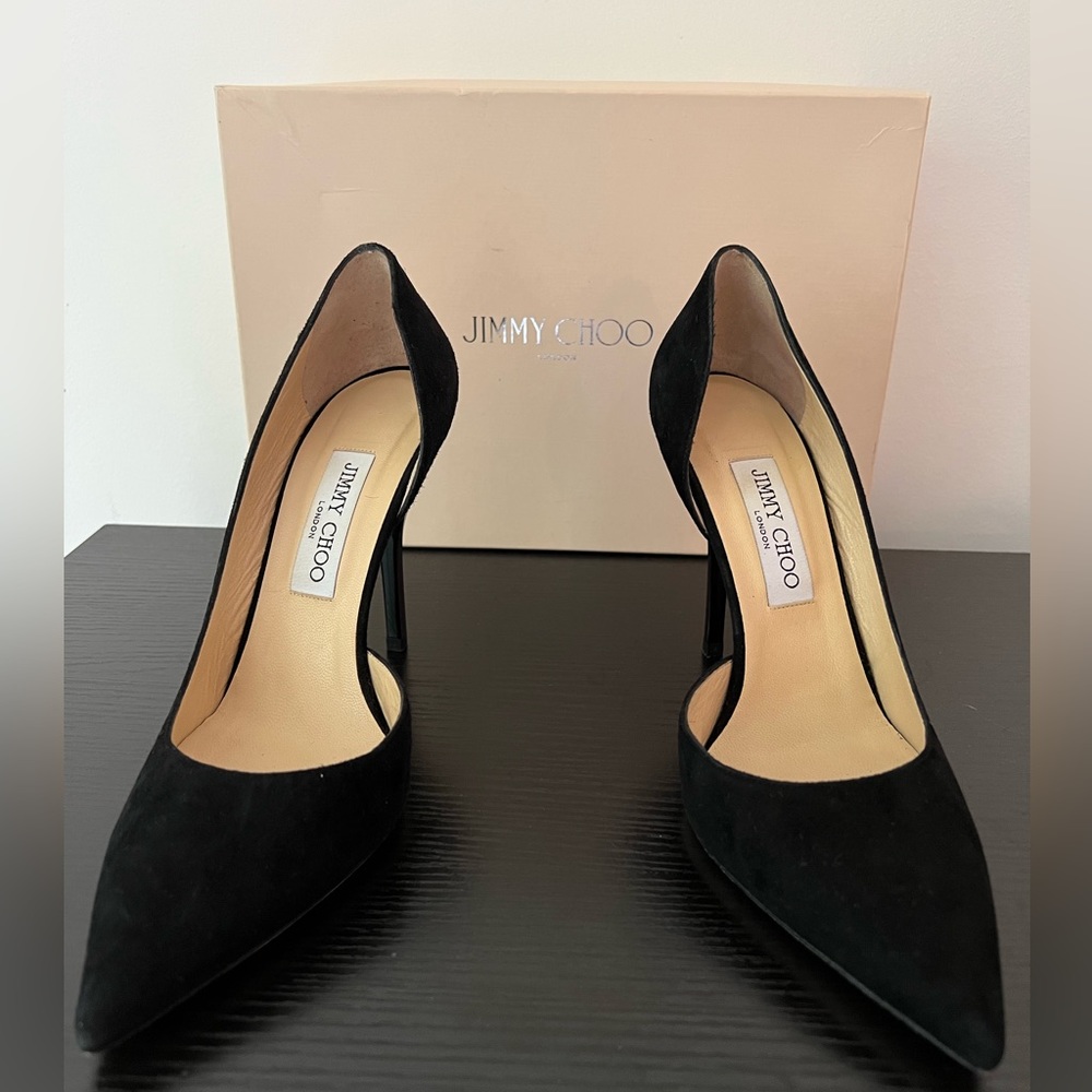 Jimmy Choo Willis Suede Half d’Orsay Pump in Black US 9 EU 39